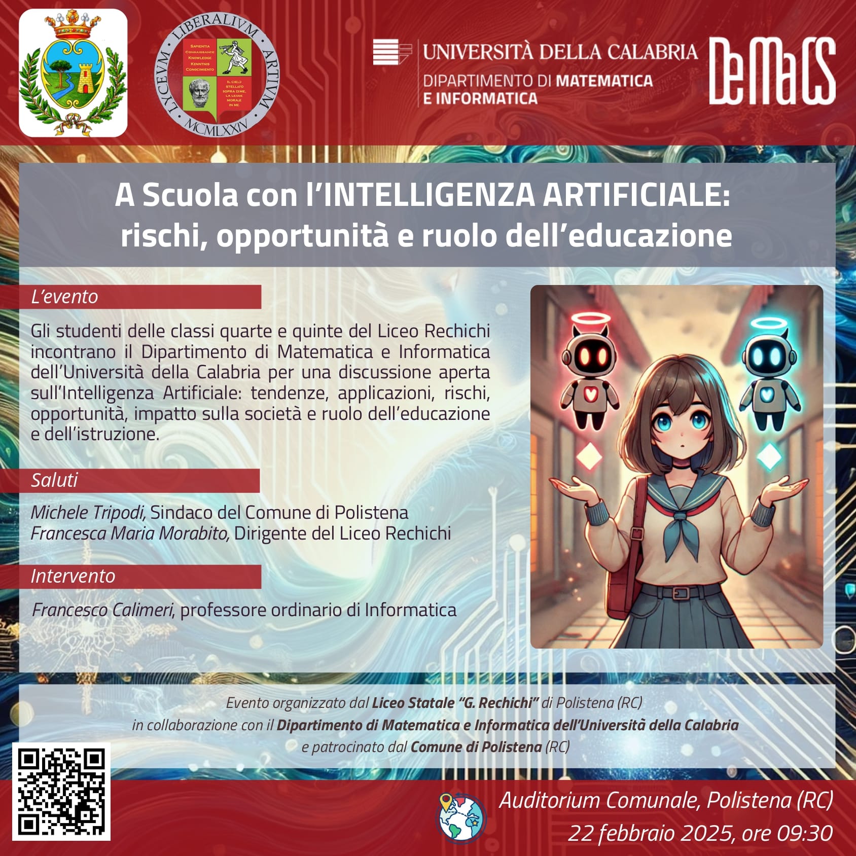 A Scuola con l’INTELLIGENZA ARTIFICIALE:  rischi, opportunità e ruolo dell’educazione &#8211; 22 febbraio 2025, ore 09:30 &#8211; Auditorium Comunale, Polistena (RC)